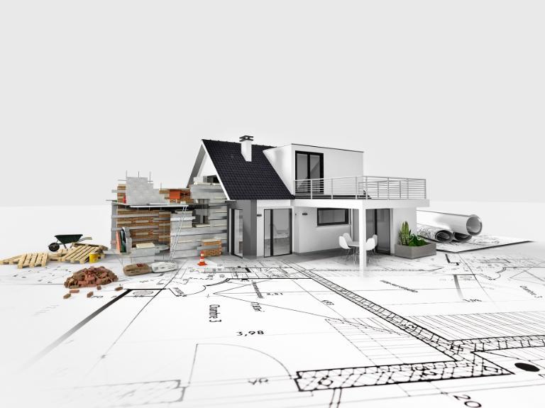 schemat przedstawiający projekt i budowe domu